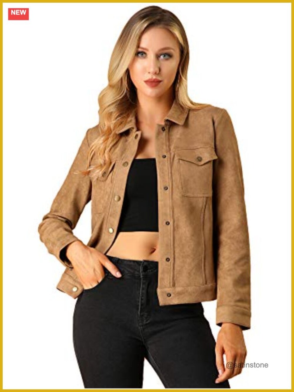 Faux Suede Snap Button Shacket with Flap Pockets